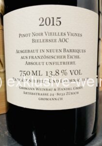 Gromann Söhne Pinot Noir Vieilles Vignes 2015 Back Label