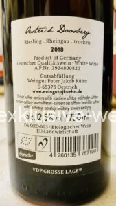 Peter Jakob Kühn Doosberg 2018 Riesling Back Label