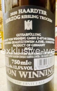 Von Winning Haardter Herzog Riesling 2020 back label