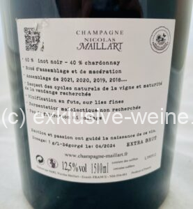 Champagne Nicolas Maillart rosé Magnum back label