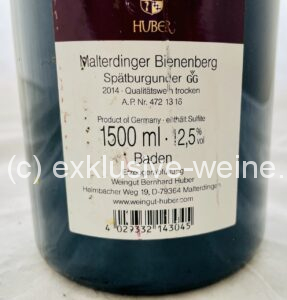 Bernhard Huber R Schlossberg Spätburgunder 2014 Magnum back label