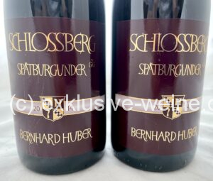 Bernhard Huber R Schlossberg Spätburgunder 2014 two labels front