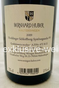 Bernhard Huber R Schlossberg Spätburgunder 2019 back label