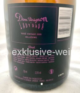 Champagne Dom Pérignon Lady Gaga rosé 2008 back label