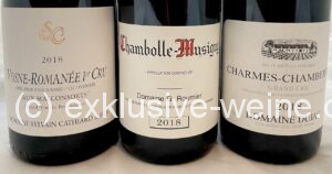 Roumier Chambolle Musigny Dujac Charmes Chambertin Cathiard vosne Romanee 2018 trio label
