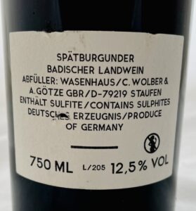 Wasenhaus Spätburgunder Kanzel 2020 Label bak