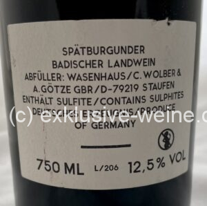 Wasenhaus Spätburgunder Möhlin 2020 label back