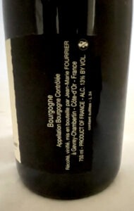 Domaine Fourrier Pinot Noir Bourgogne 2023 Label Side