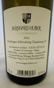 Bernhard Huber Chardonnay Schlossberg 2023 back label